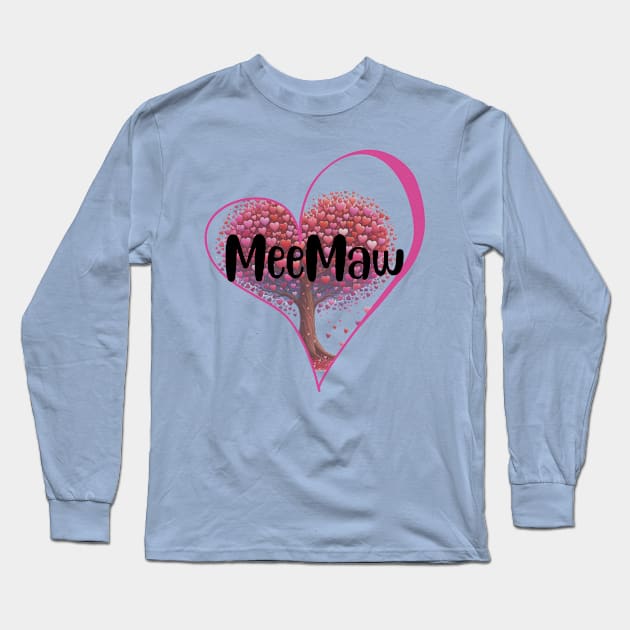 Heart for MeeMaw Design Long Sleeve T-Shirt by MamaJemDesigns